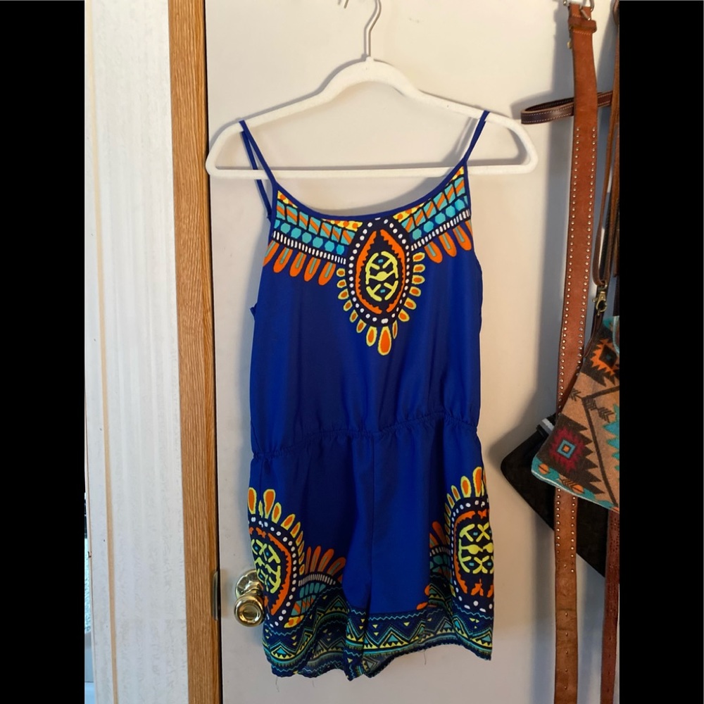 Blue Patterned Romper